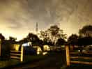 Long exposure nighttime shot of the camping area next to pod #3
