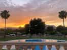Nighttime pool view