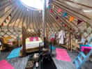 Inside oak yurt