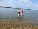 Paddling next to the site.