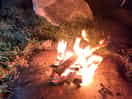 Campfire after the rain to help dry the clothes