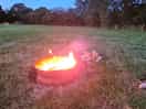 Chilling by the fire.