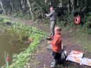Grandad teaching him to fish