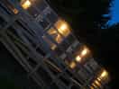 The bathroom block by night.