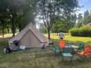 Our pitch and set up, plenty of space for our car too