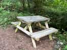 Picnic bench next to river
