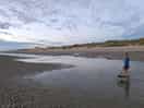 Wide beach with paddling