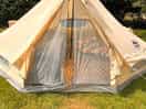 Spacious tent with warm bedding
