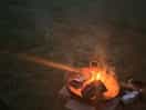 Lovely evening view over the water with the fire pit on