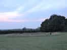 The middle area with large fire pit and benches which lights up with fairy lights at night