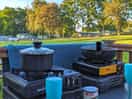 Cooking on the pod decking.