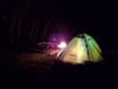 Tent, campfire at night