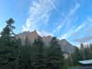 View of mountain behind campsite