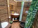 Toilet and shower.