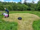 Mowed circular pitches.