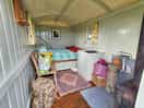 Inside the hut