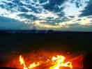 Camp fire after sunset
