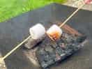 Toasting the marshmellows we were given