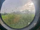 Porthole photo showing rain
