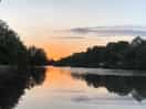 Sunset over the beautiful lake.