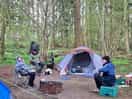 Our forest pitch next to the stream