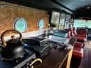 Kitchen area of the american bus