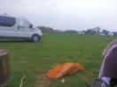 View from outside one of our vans beside the firepit, back towards the main ehu area