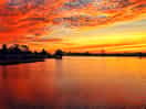 Sunrise over lake on site