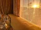 Sunset through caravan window