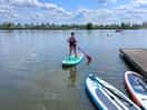 Sup boarding in the camp lake