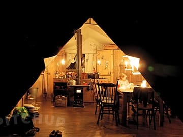 Feather Down Farm interior at night!