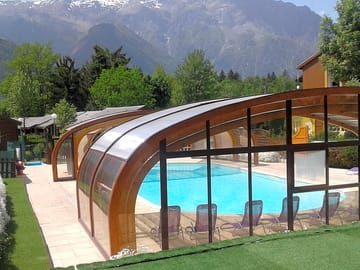 The pool has a sliding roof