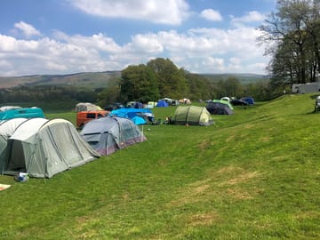 Grassy slopes and hilly views