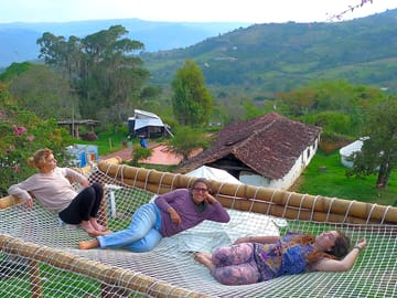 Relaxing in the sky hammock