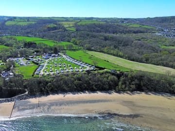 View over the site from Cei Bach beach, footpath access from the site