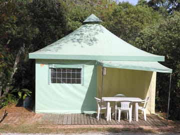 Bungalow with wooden deck