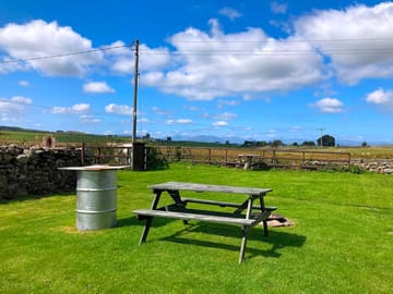 Looking towards snowdonia mountain range from hut