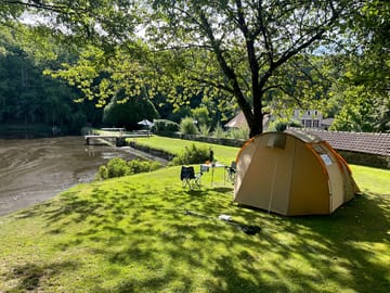 Shaded lakeside pitch