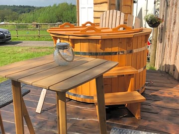 Hot tub and seating area