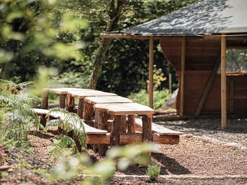 Communal picnic benches