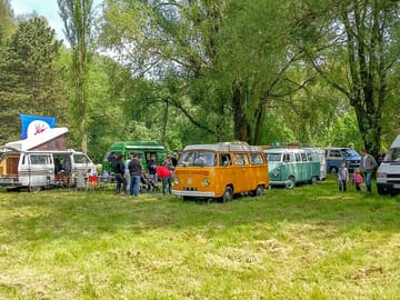 Campervans on the pitch