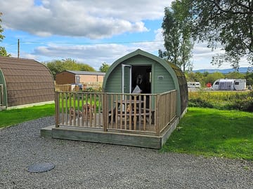The front of the camping pod