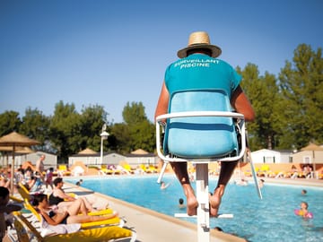 The swimming pool is guarded during high season