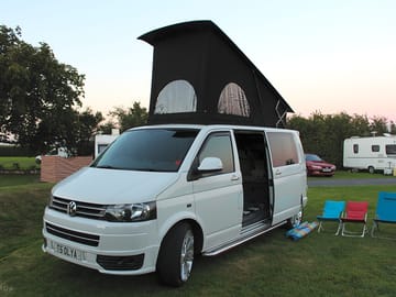 Our VW T5 camped up ready for the night.