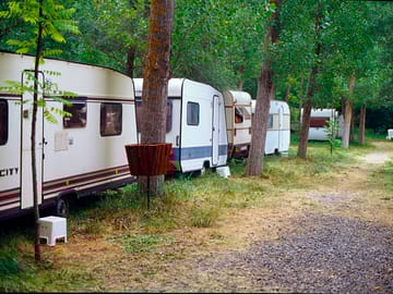 Touring caravans on site