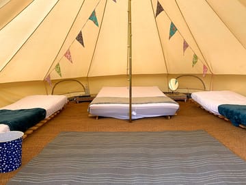 Spacious bell tent interior