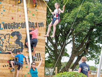 Climbing wall and bungee trampoline