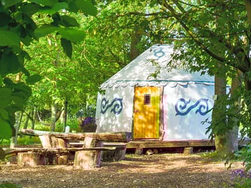 Yurt with picnic table