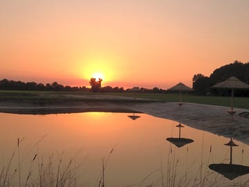 Sunset over the swimming pond