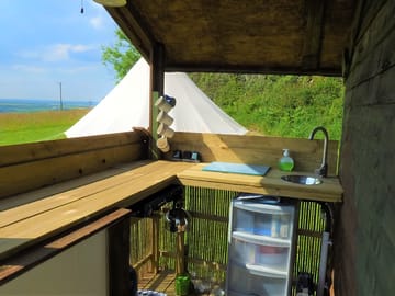 Fully-equipped camping kitchen